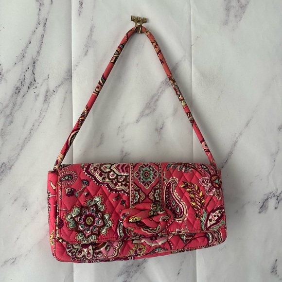 VERA BRADLEY - PINK/MULTICOLOR PAISLEY SHOULDER BAG PURSE - Picture 7 of 8